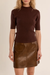 Women's Molly Bracken High Neck SS Knit in Chocolate