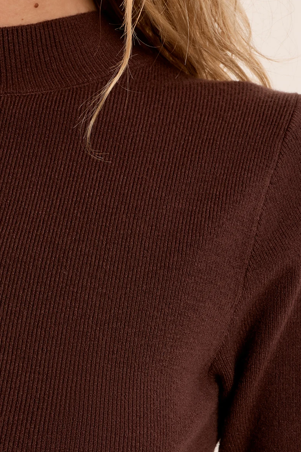 Women's Molly Bracken High Neck SS Knit in Chocolate