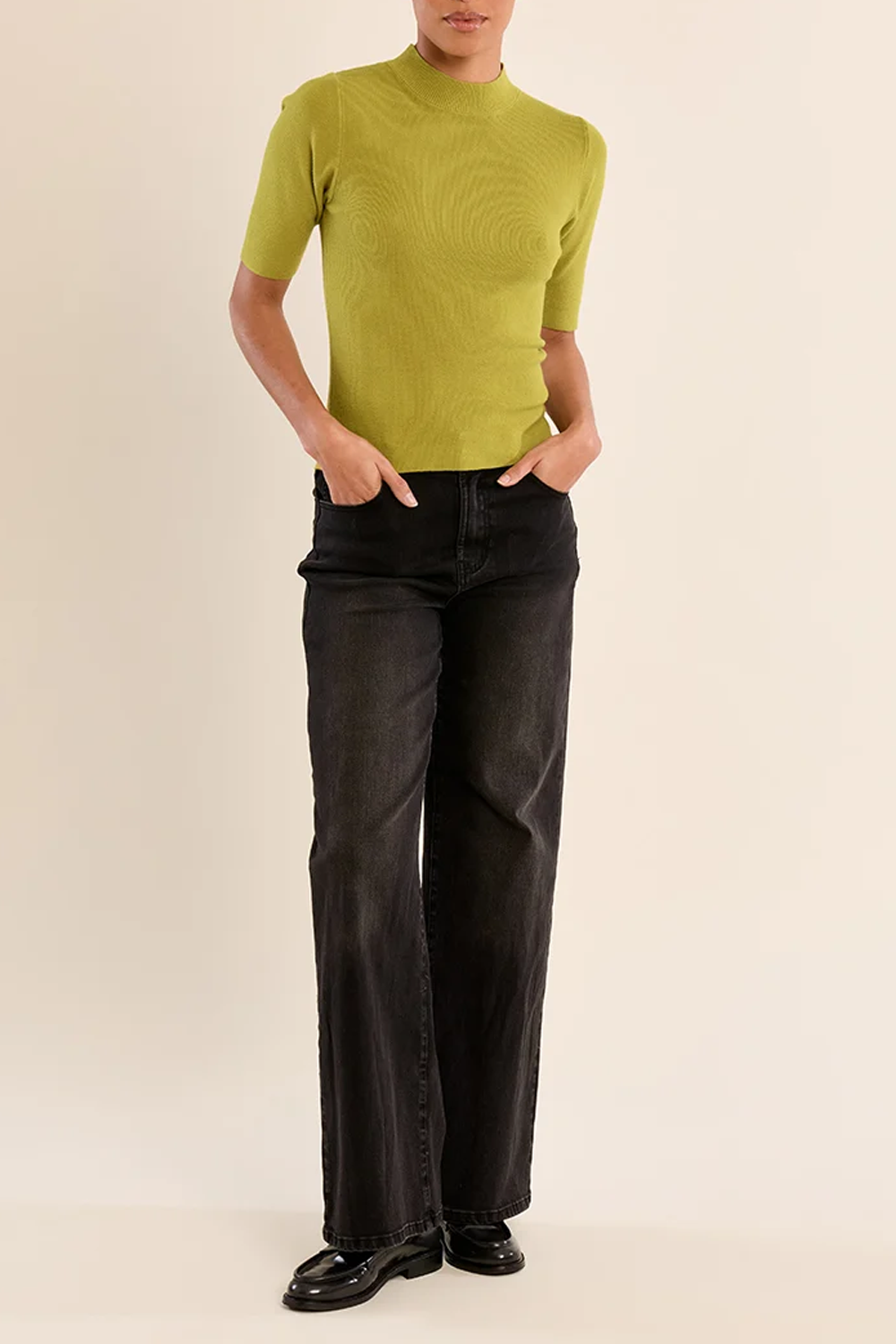Women's Molly Bracken High Neck SS Knit in Olive