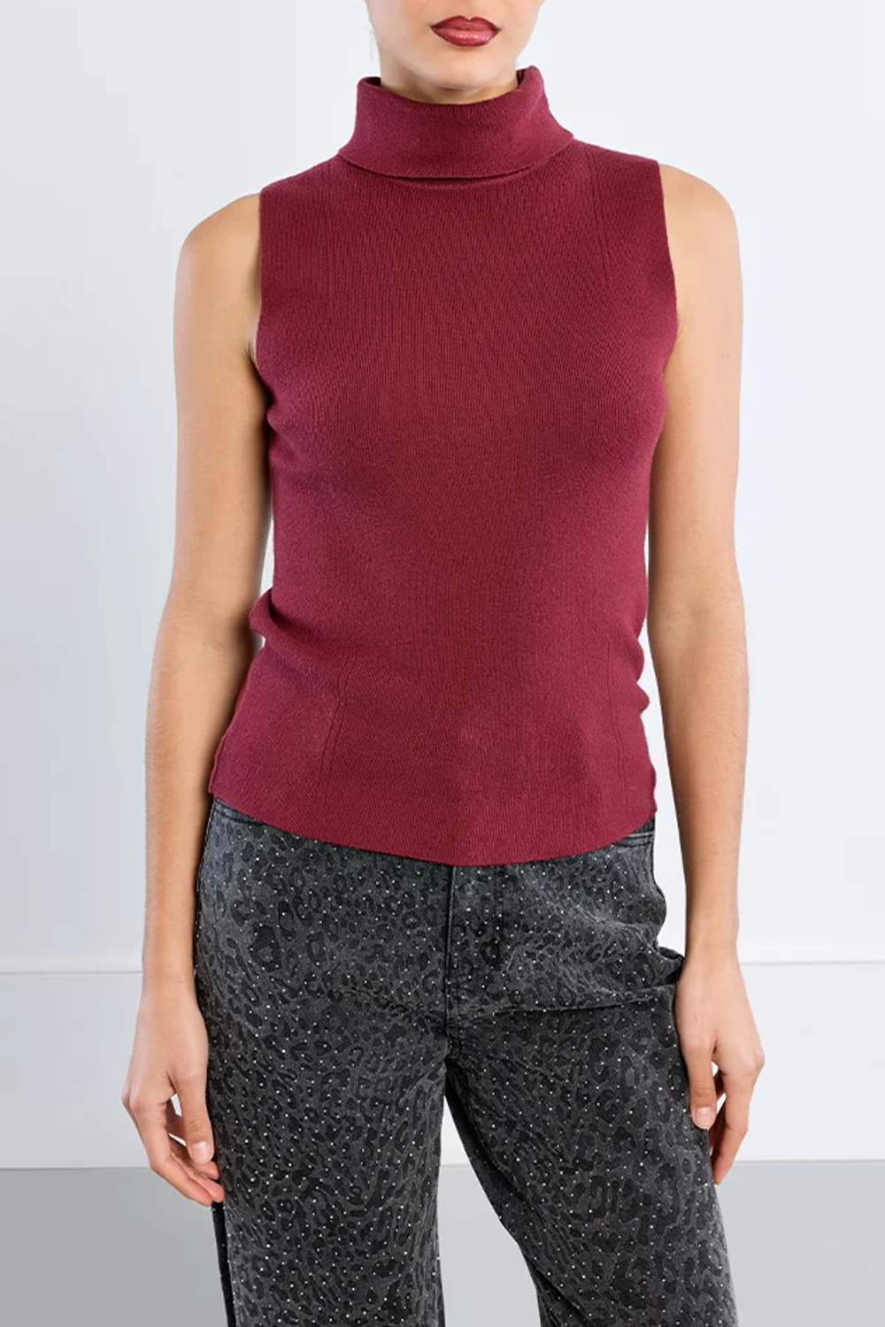 Layering Turtleneck Tank in Bordeaux
