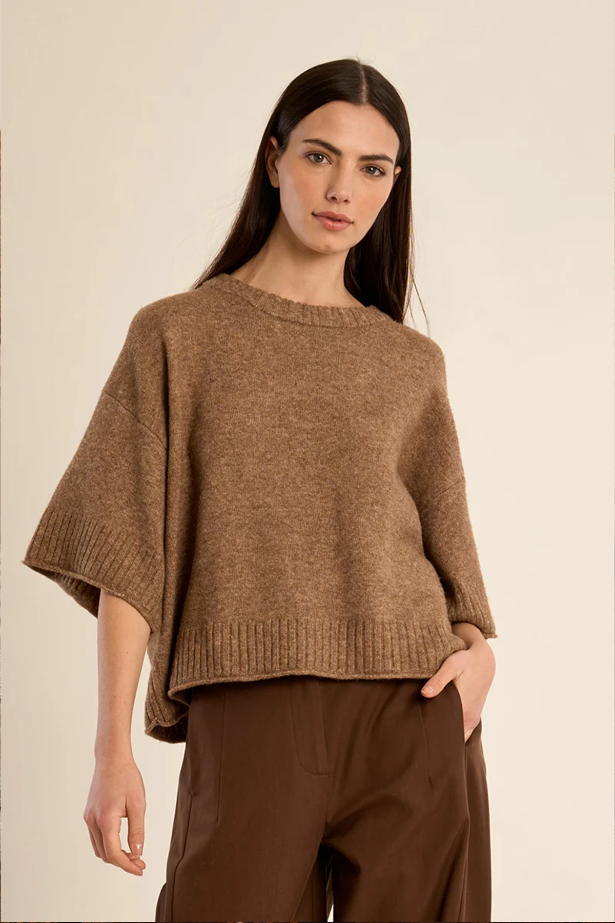 Men's Molly Bracken Oversize Knit Tee in Camel