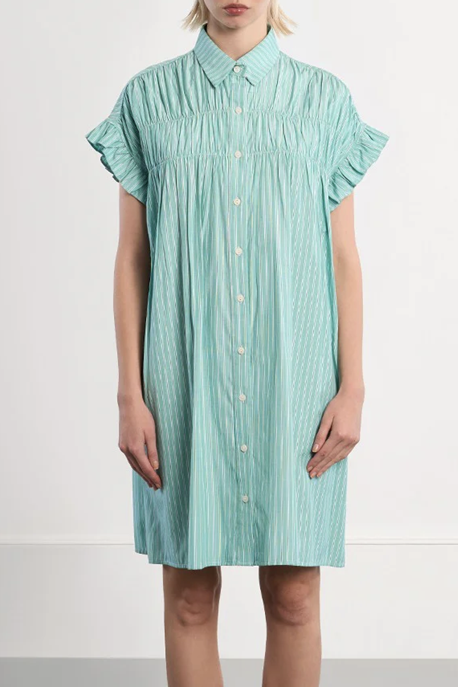 Women's Molly Bracken Minette Shirt Dress in Mint Stripe