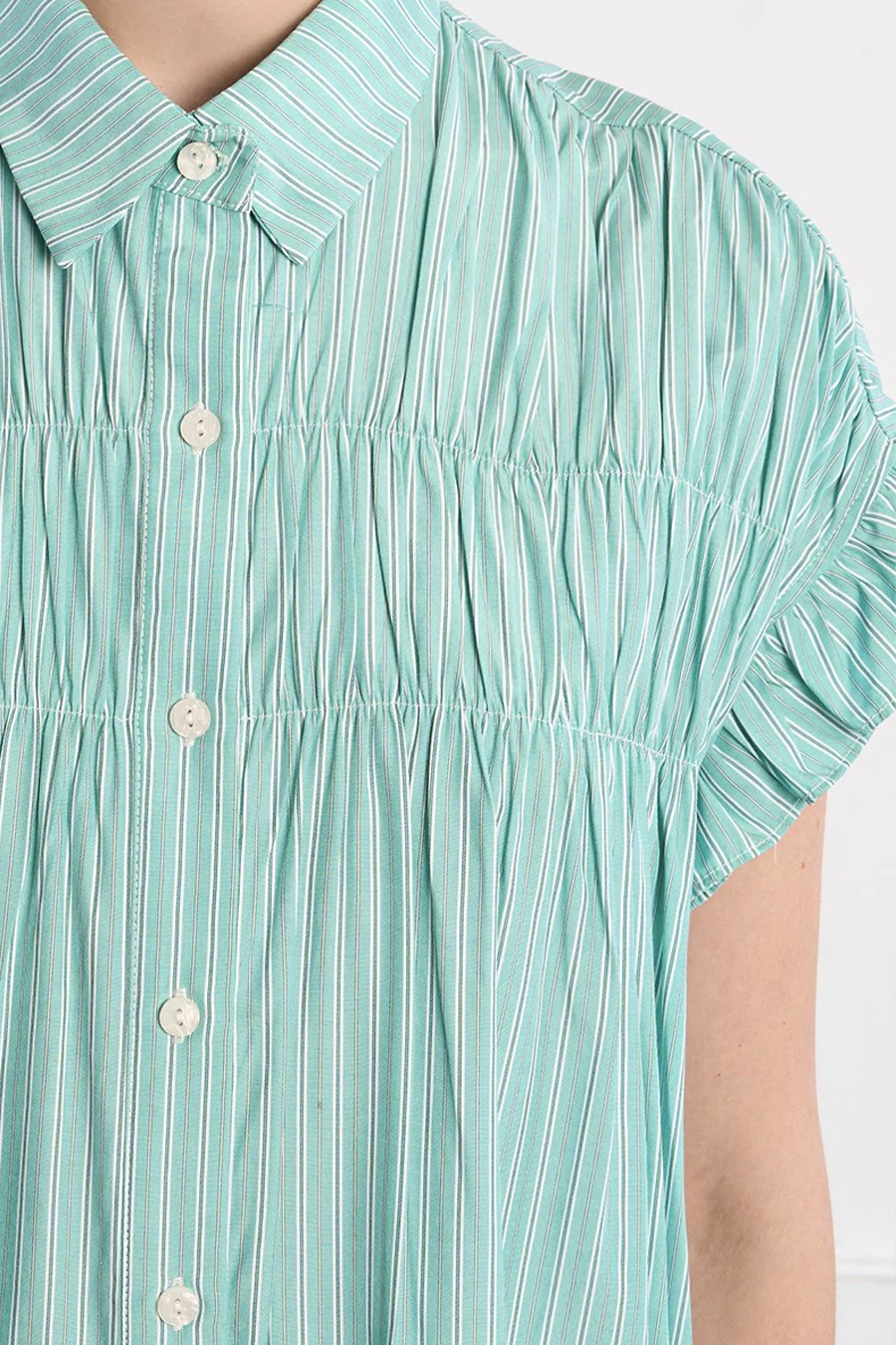 Women's Molly Bracken Minette Shirt Dress in Mint Stripe