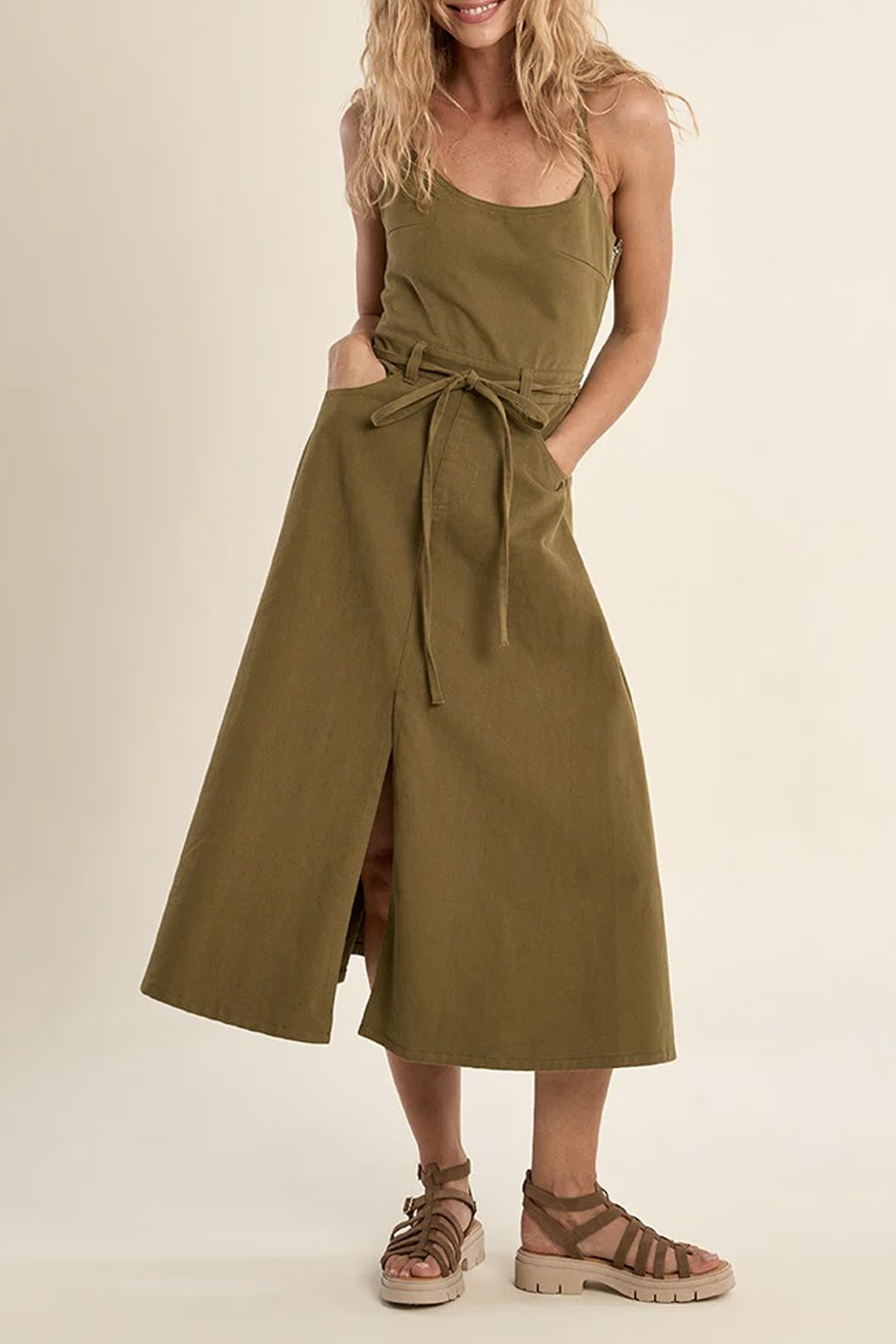 Women's Molly Bracken Tippy Midi Dress in Khaki