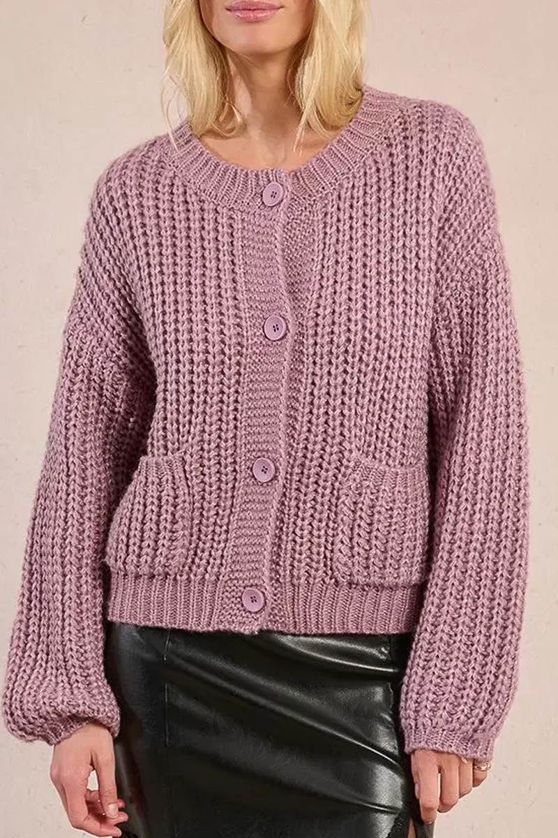 Women's Molly Bracken Tully Chunky Cardigan in Mauve