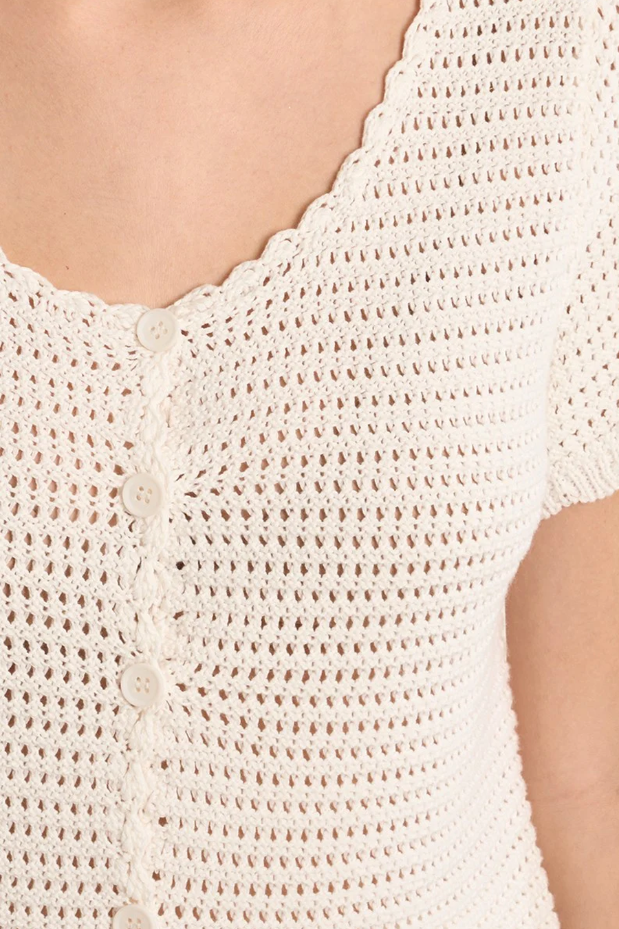 Women's Molly Bracken Wren SS Knit Cardigan in Ecru