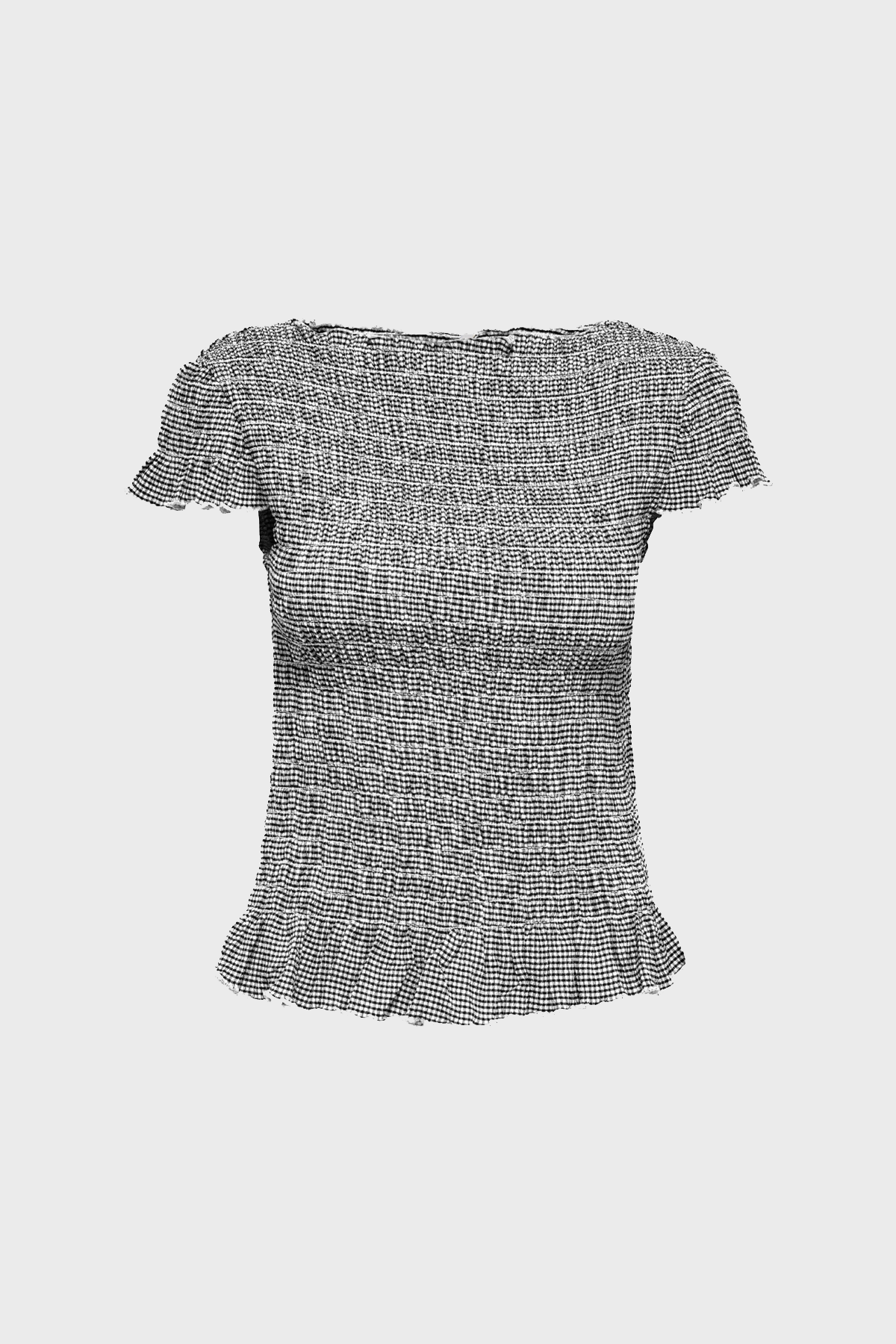 Women's Only Celle Boatneck Top in Black Checks