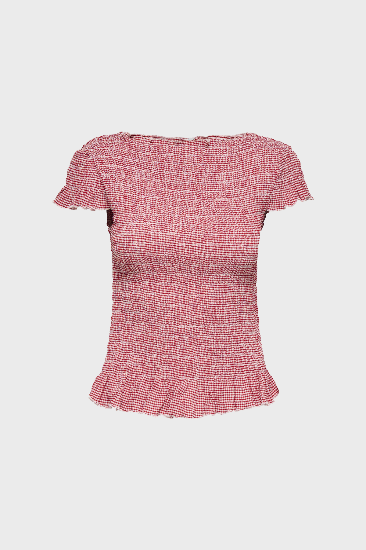 Women's Only Celle Boatneck Top in Cherry Checks