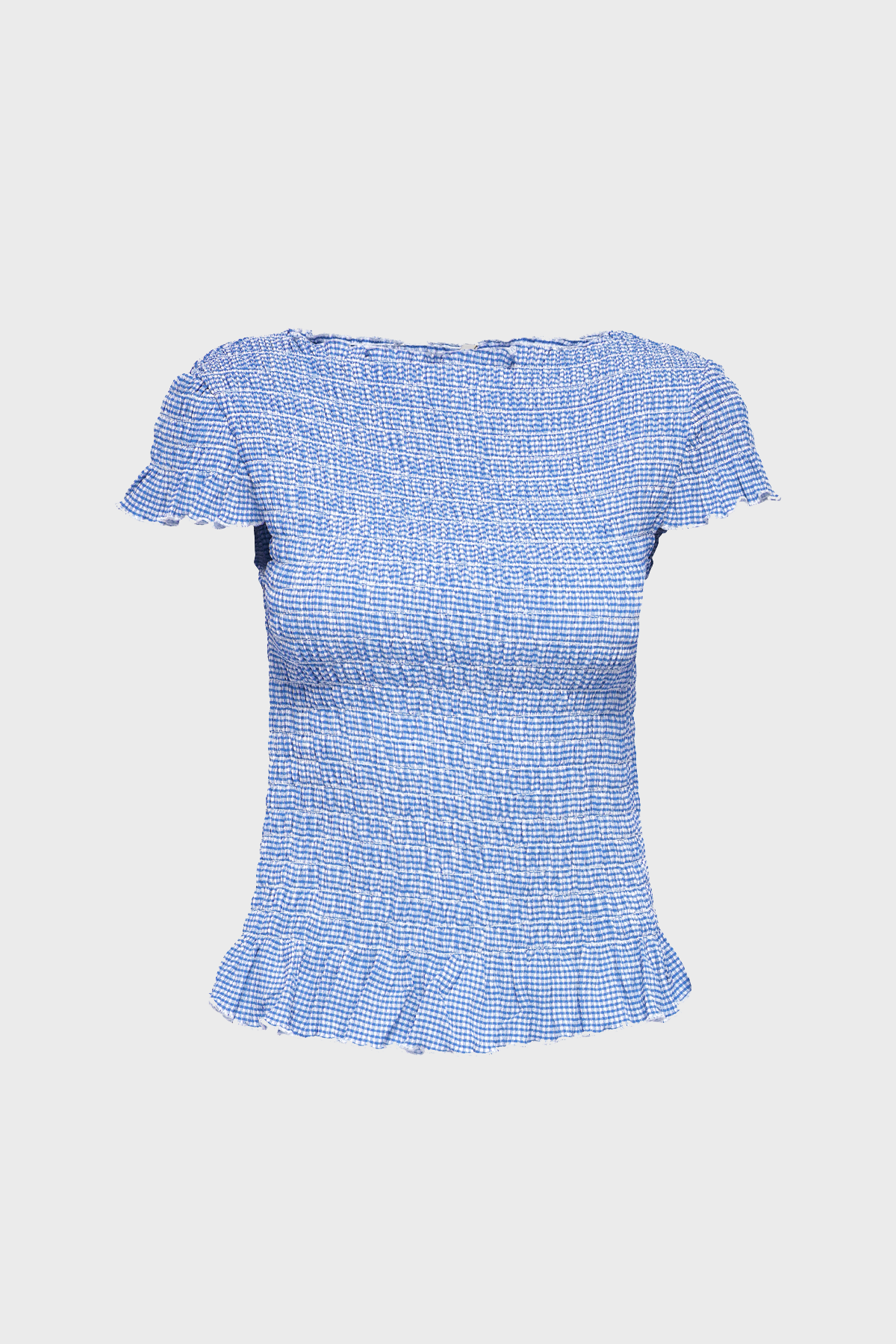 Women's Only Celle Boatneck Top in Ultramarine Checks