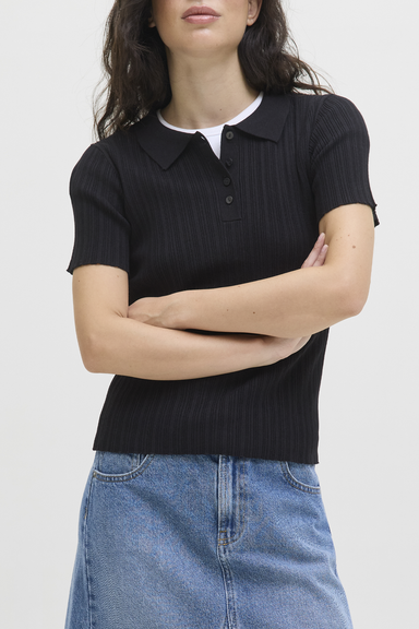 Women's JJXX Hadley Slinky Polo in Black