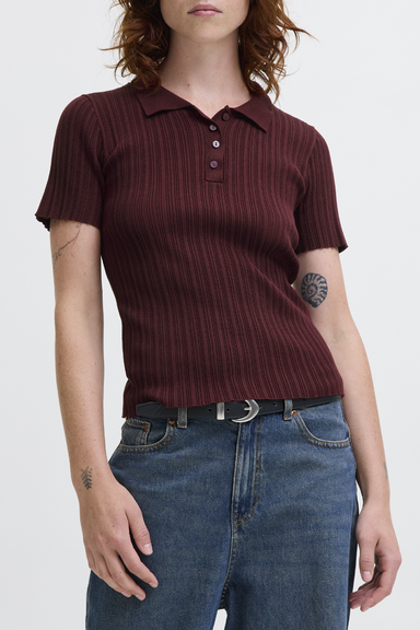 Women's JJXX Hadley Slinky Polo in Cabernet