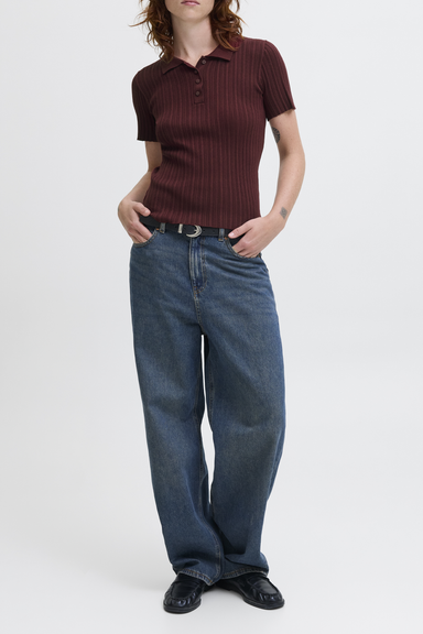 Women's JJXX Hadley Slinky Polo in Cabernet