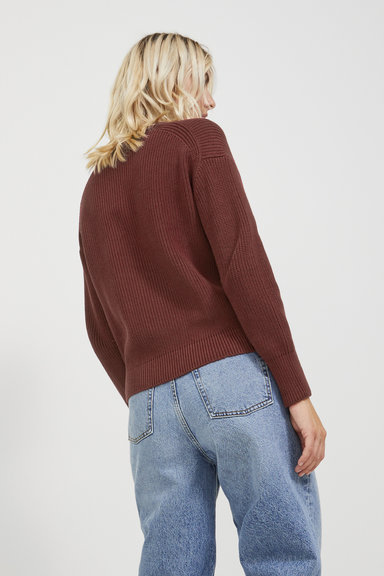 Women's JJXX Mila Knit Crew in Cabernet