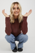 Women's JJXX Mila Knit Crew in Cabernet