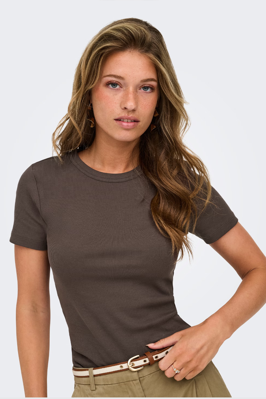 Women's Only Val Ribbed Tee in Bracken