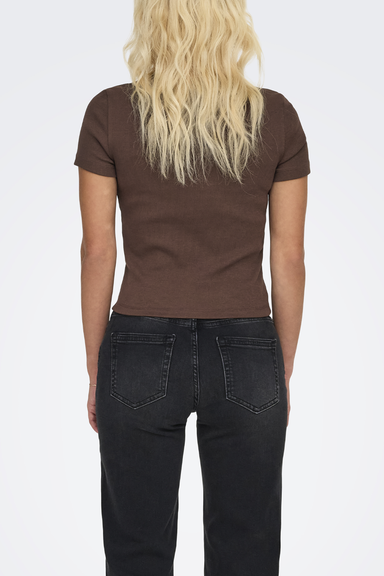 Women's Only Val Ribbed Tee in Chocolate