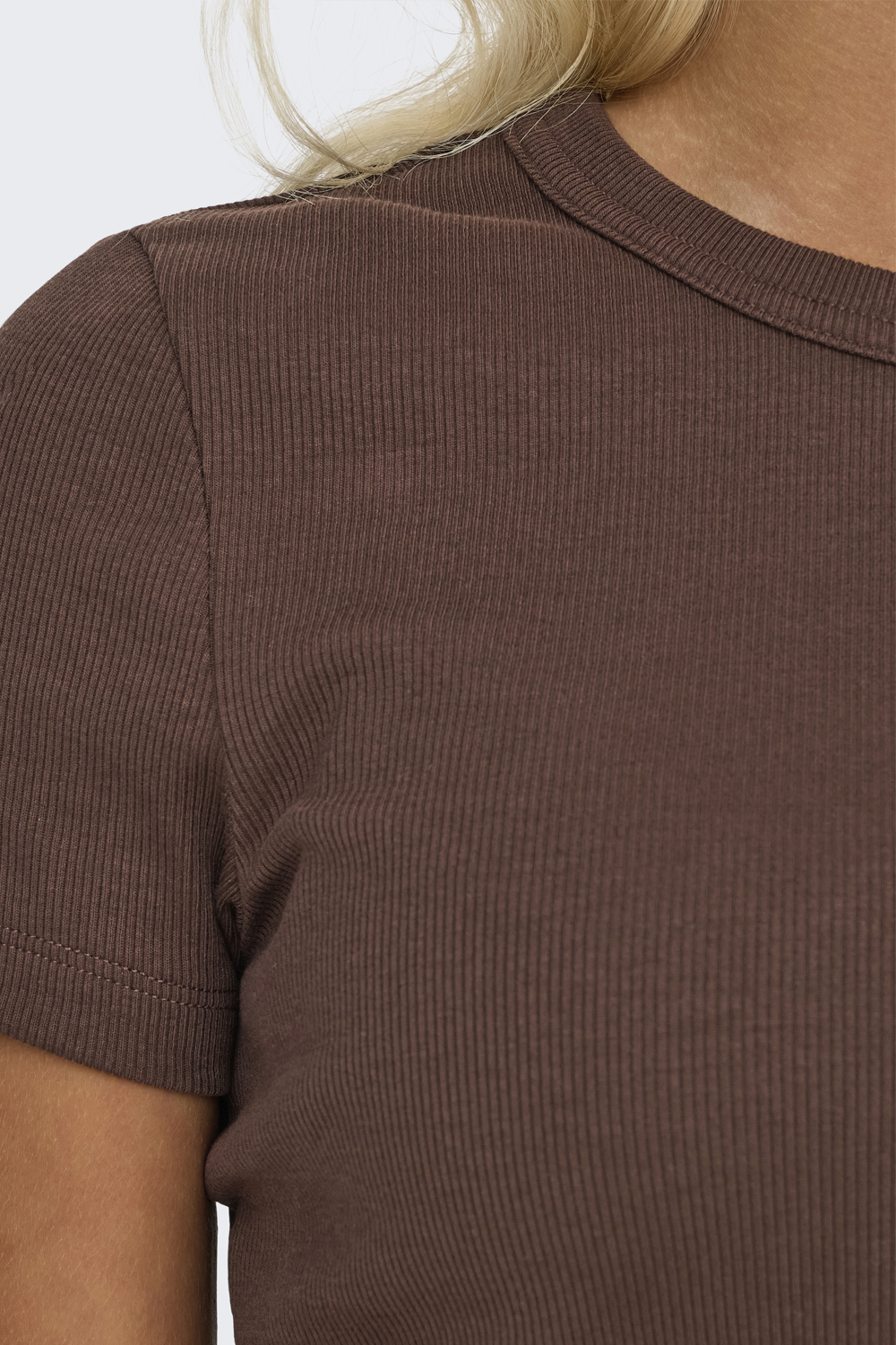 Women's Only Val Ribbed Tee in Chocolate