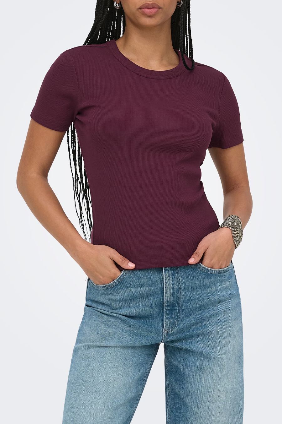Women's Only Val Ribbed Tee in Fig