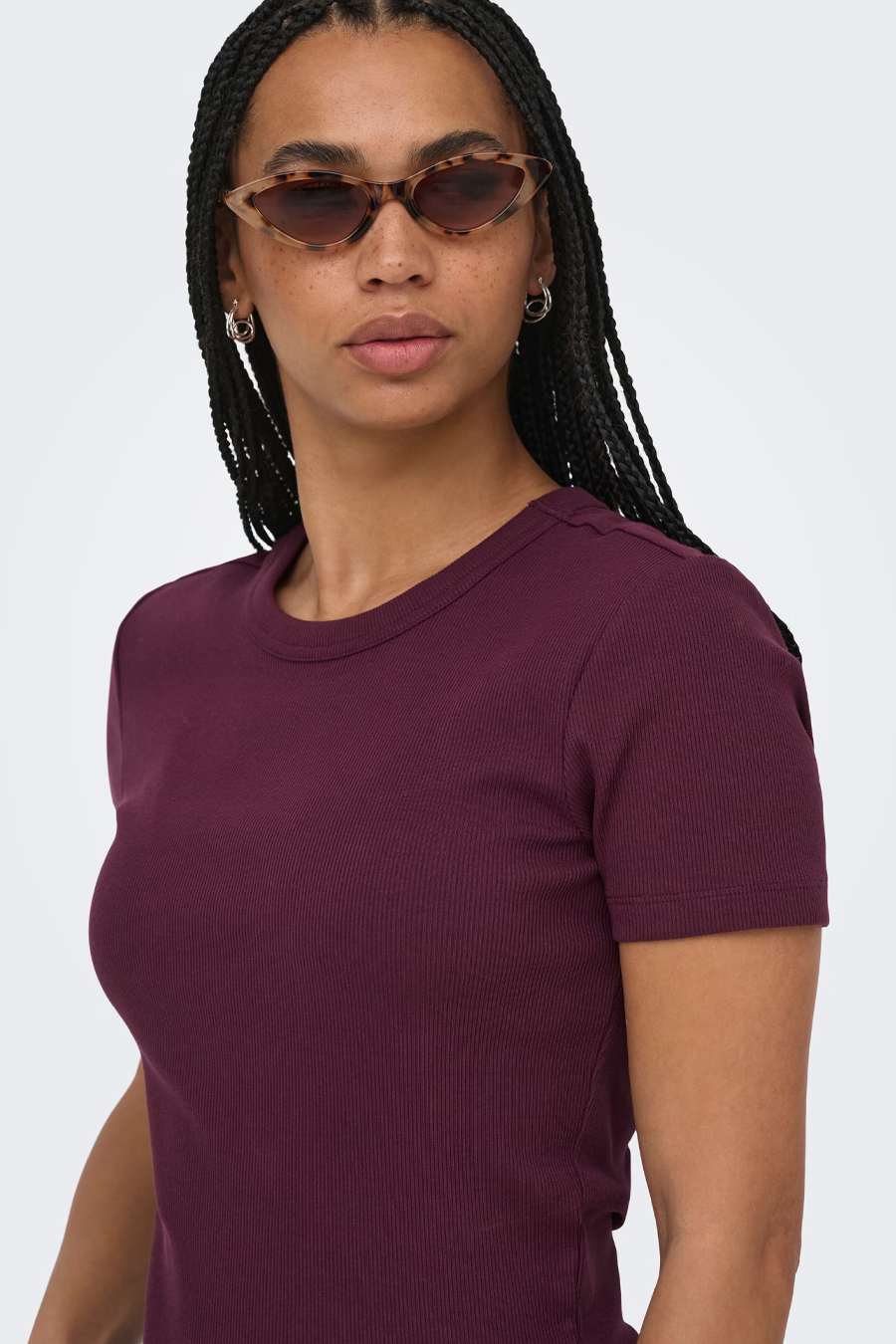 Women's Only Val Ribbed Tee in Fig