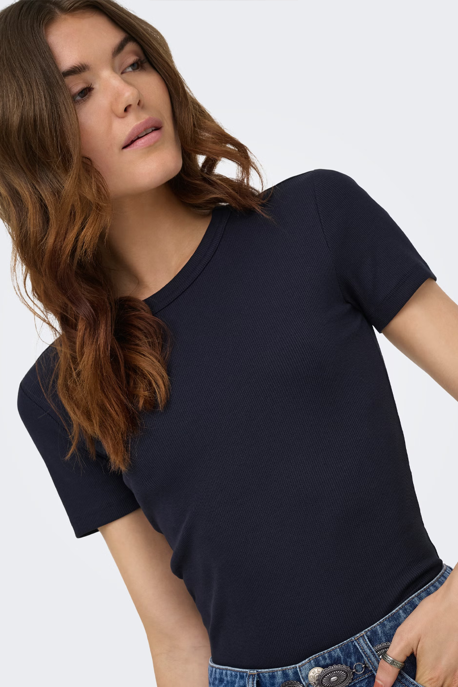 Women's Only Val Ribbed Tee in Night Sky