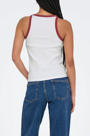 Women's Only Vela Sport Tank in White/Ruby Wine
