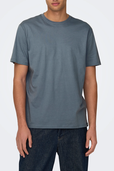 Men's Only & Sons Max SS Stitch Tee in Flint Stone
