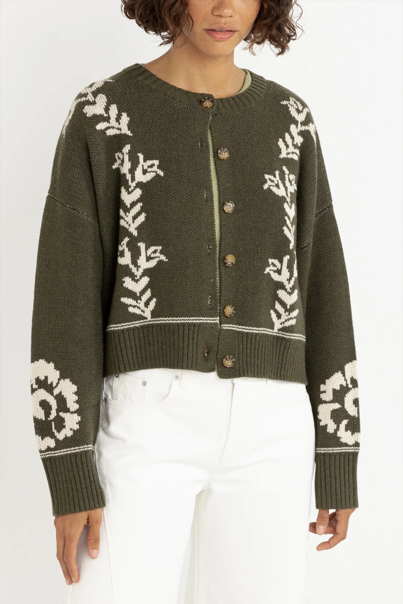 Women's Rhythm Antique Floral Crop Cardigan