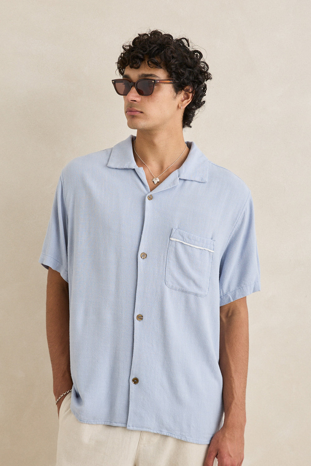 Men's Rhythm Daytona S/S Shirt in Sky
