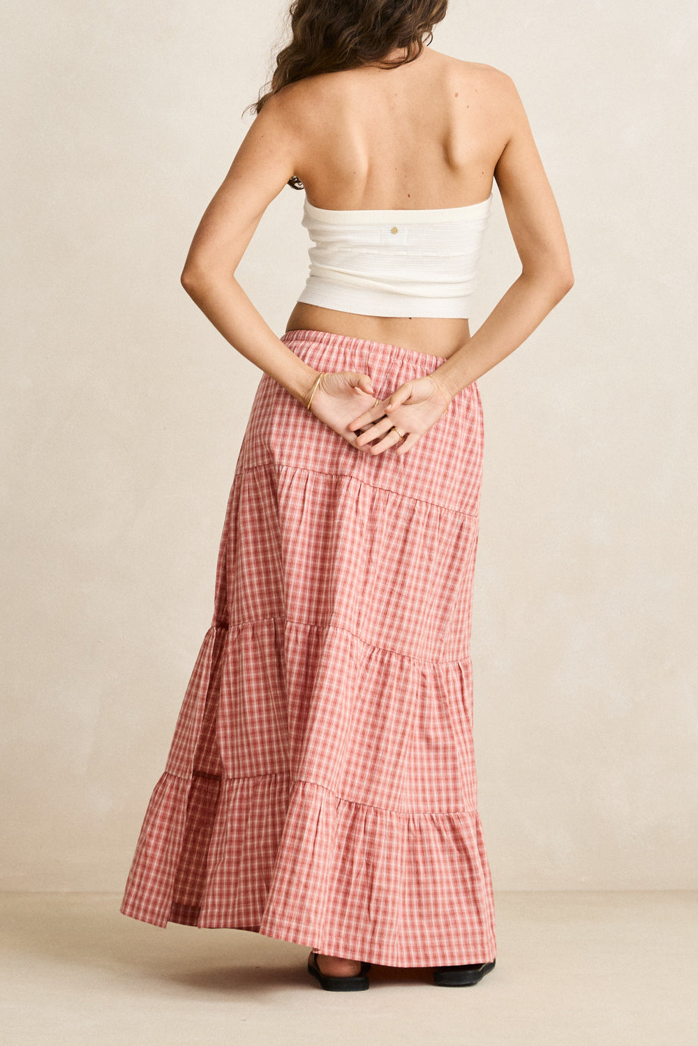 Women's Rhythm Kirra Check Tiered Maxi Skirt