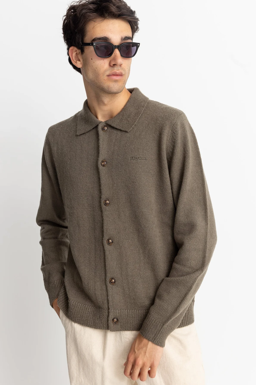 Men's Brixton Mohair Button-Up Knit
