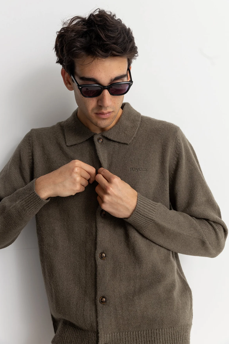Men's Brixton Mohair Button-Up Knit