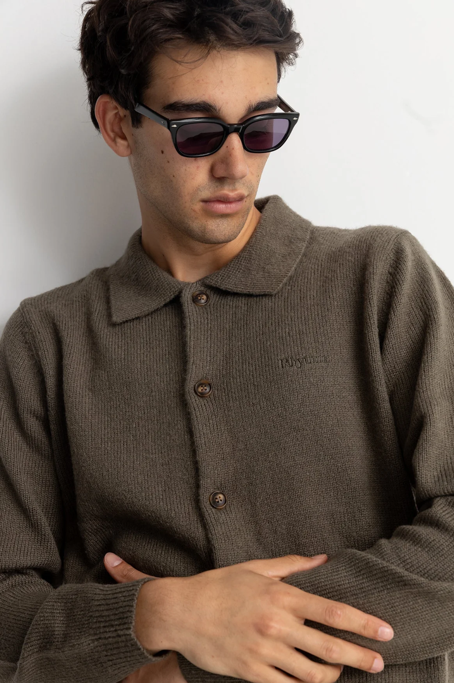 Men's Brixton Mohair Button-Up Knit