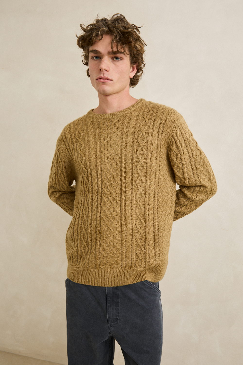 Men's Rhythm Mohair Fishermans Knit in Sand