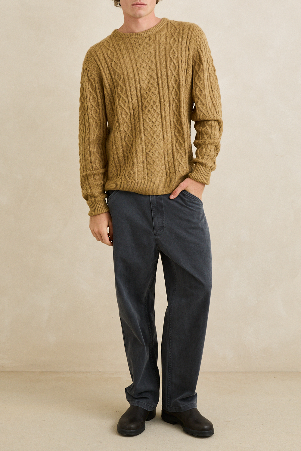Men's Rhythm Mohair Fishermans Knit in Sand