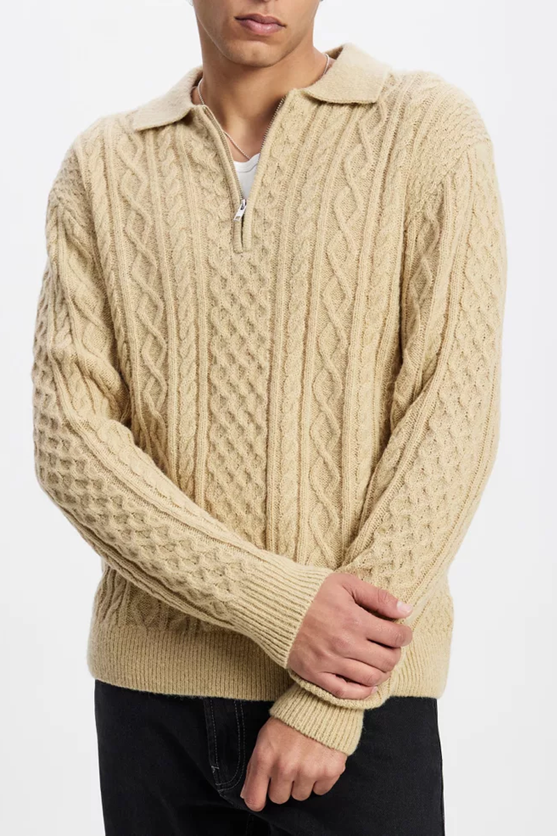 Men's Rhythm Mohair Quarter Zip Fisherman Knit