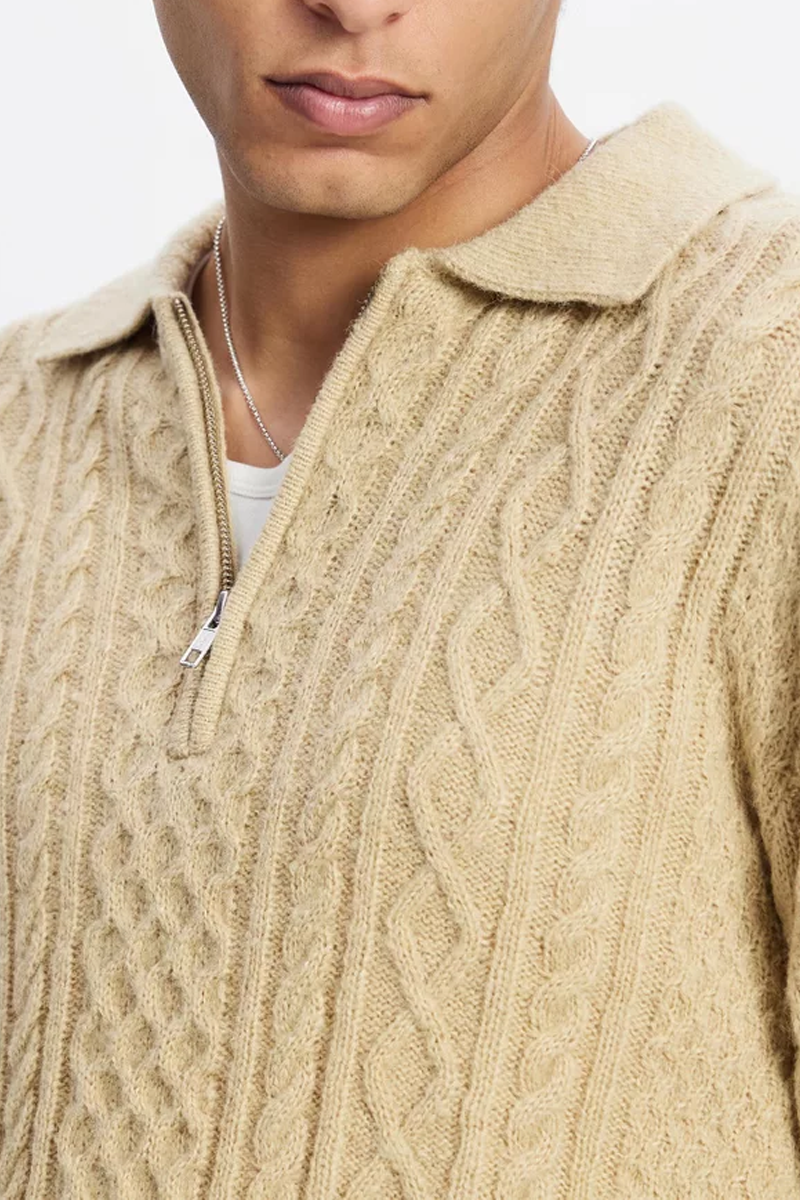 Men's Rhythm Mohair Quarter Zip Fisherman Knit