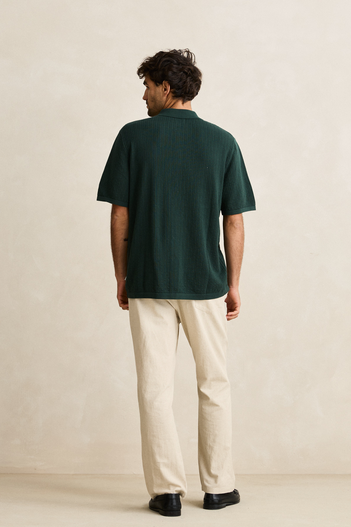 Men's Rhythm Textured Knit S/S Shirt in Forest