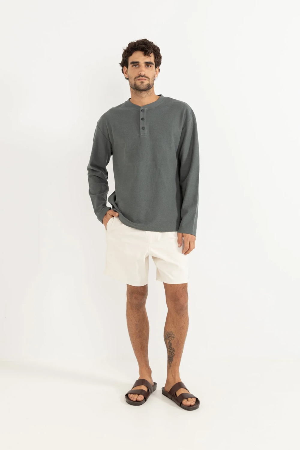 Men's Rhythm Vintage LS Terry in Silver Pine