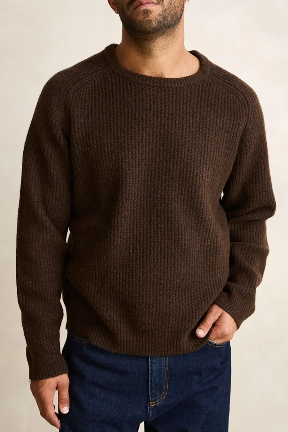 Men's Rhythm Vintage Waffle Knit Sweater in Chocolate