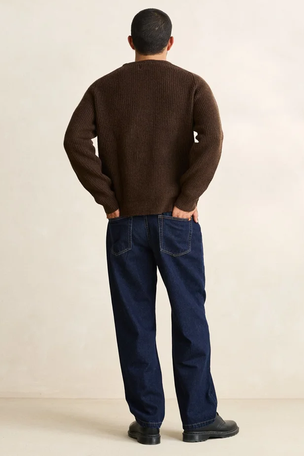 Men's Rhythm Vintage Waffle Knit Sweater in Chocolate