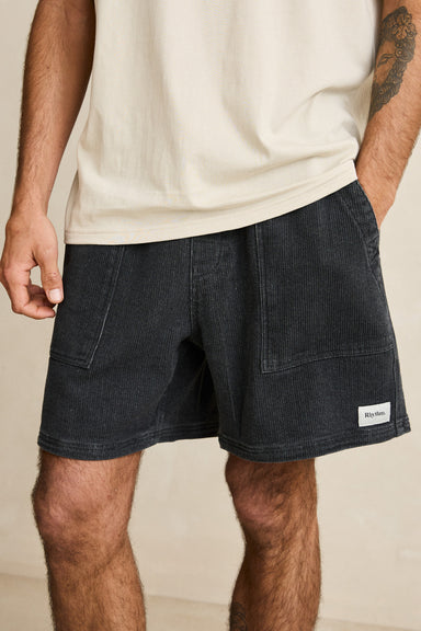 Men's Rhythm Textured Wale Jam Short in Dark Indigo