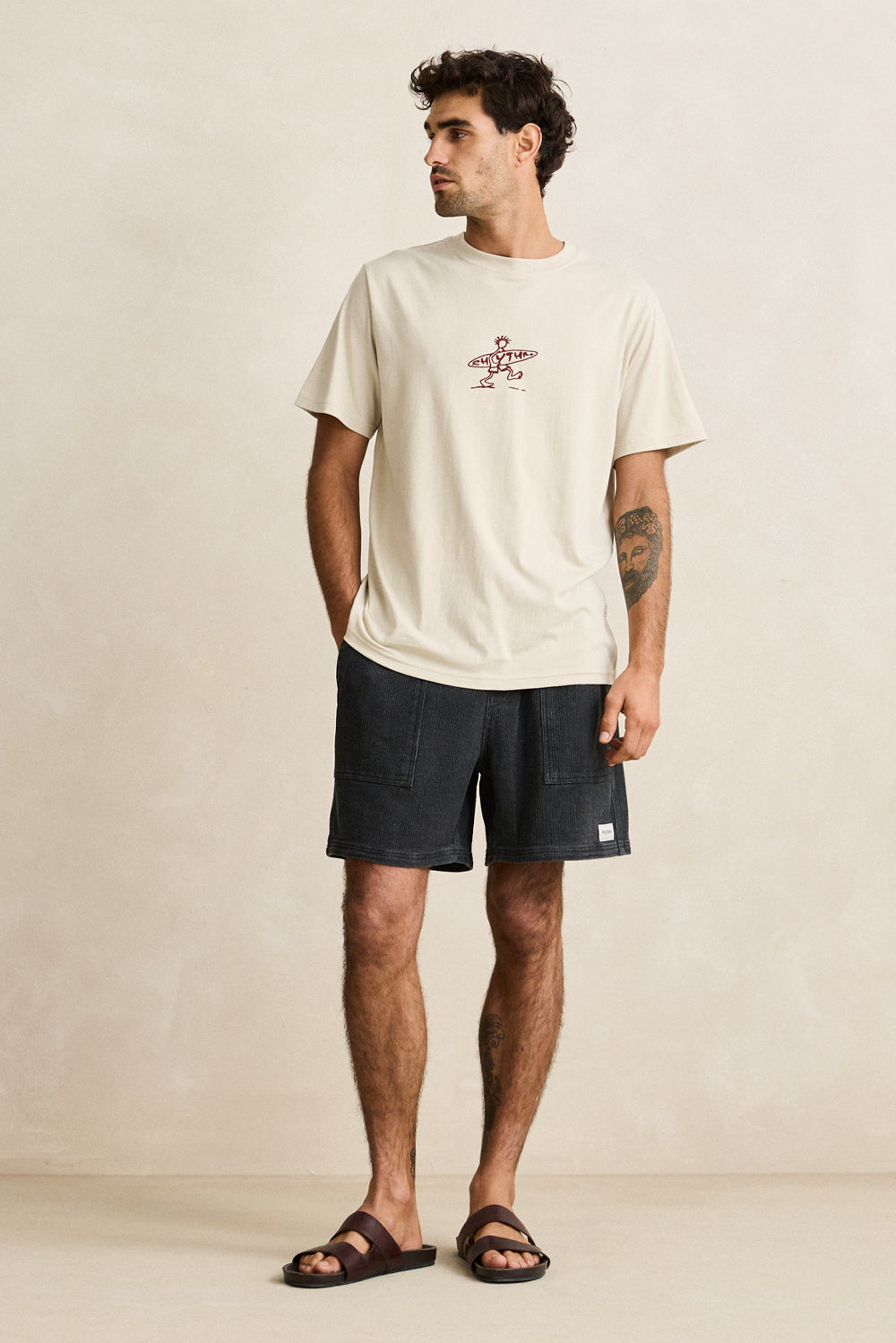Men's Rhythm Textured Wale Jam Short in Dark Indigo