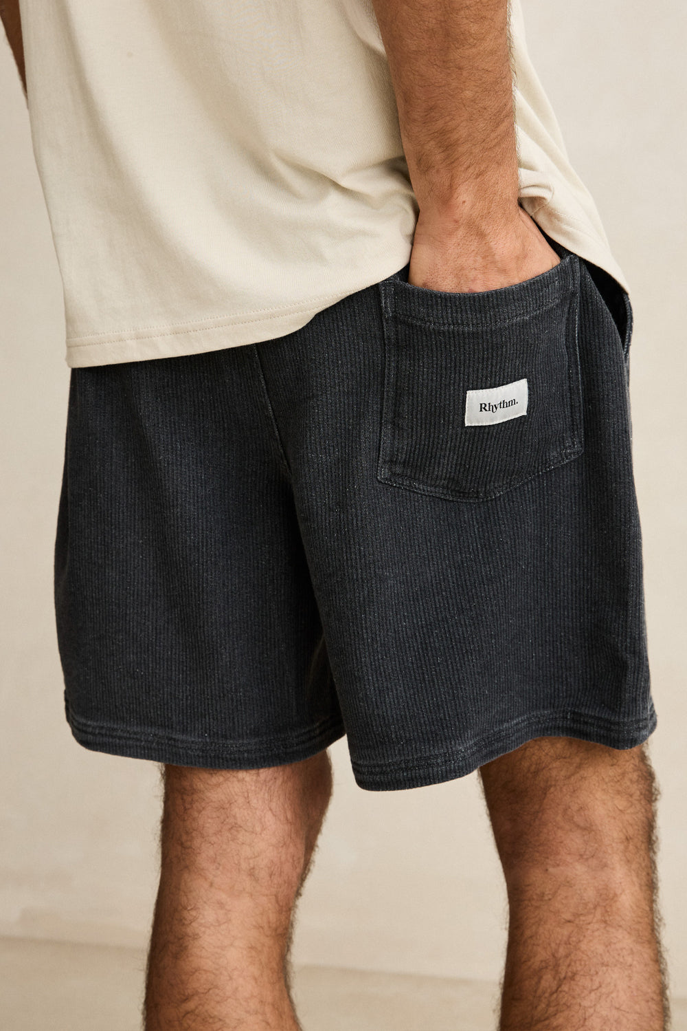 Men's Rhythm Textured Wale Jam Short in Dark Indigo
