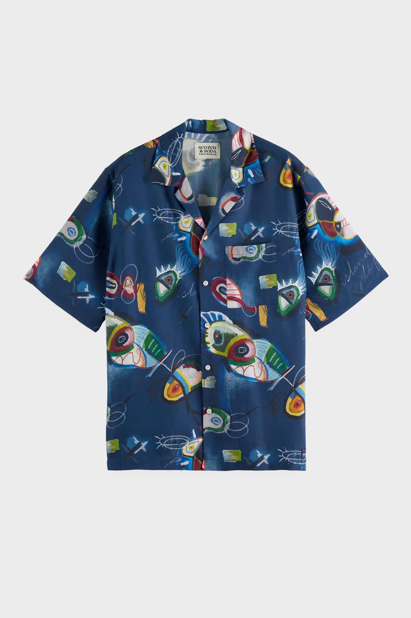 Men's Scotch & Soda AOP S/S Relaxed-Fit Tencel Shirt