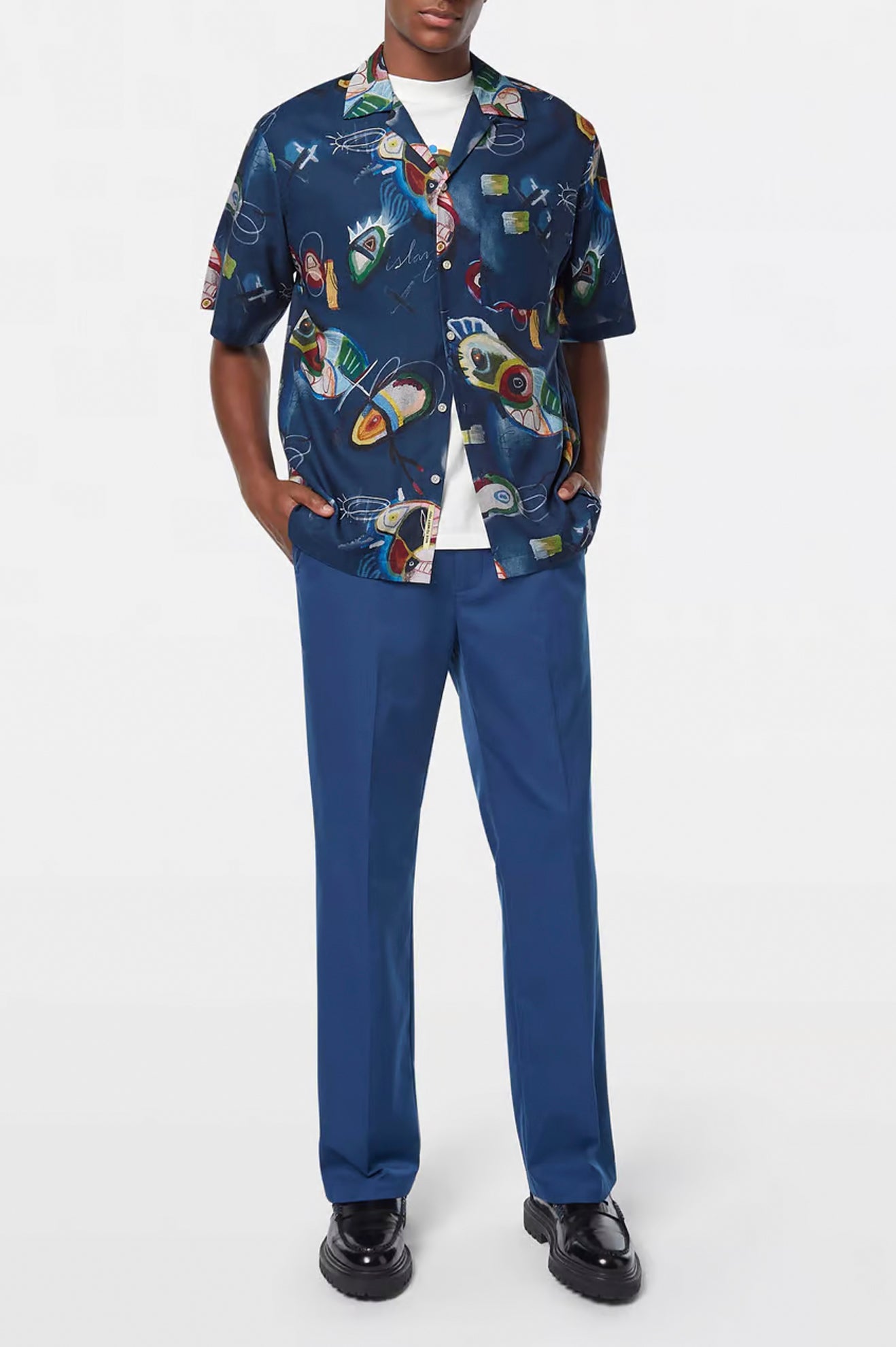 Men's Scotch & Soda AOP S/S Relaxed-Fit Tencel Shirt