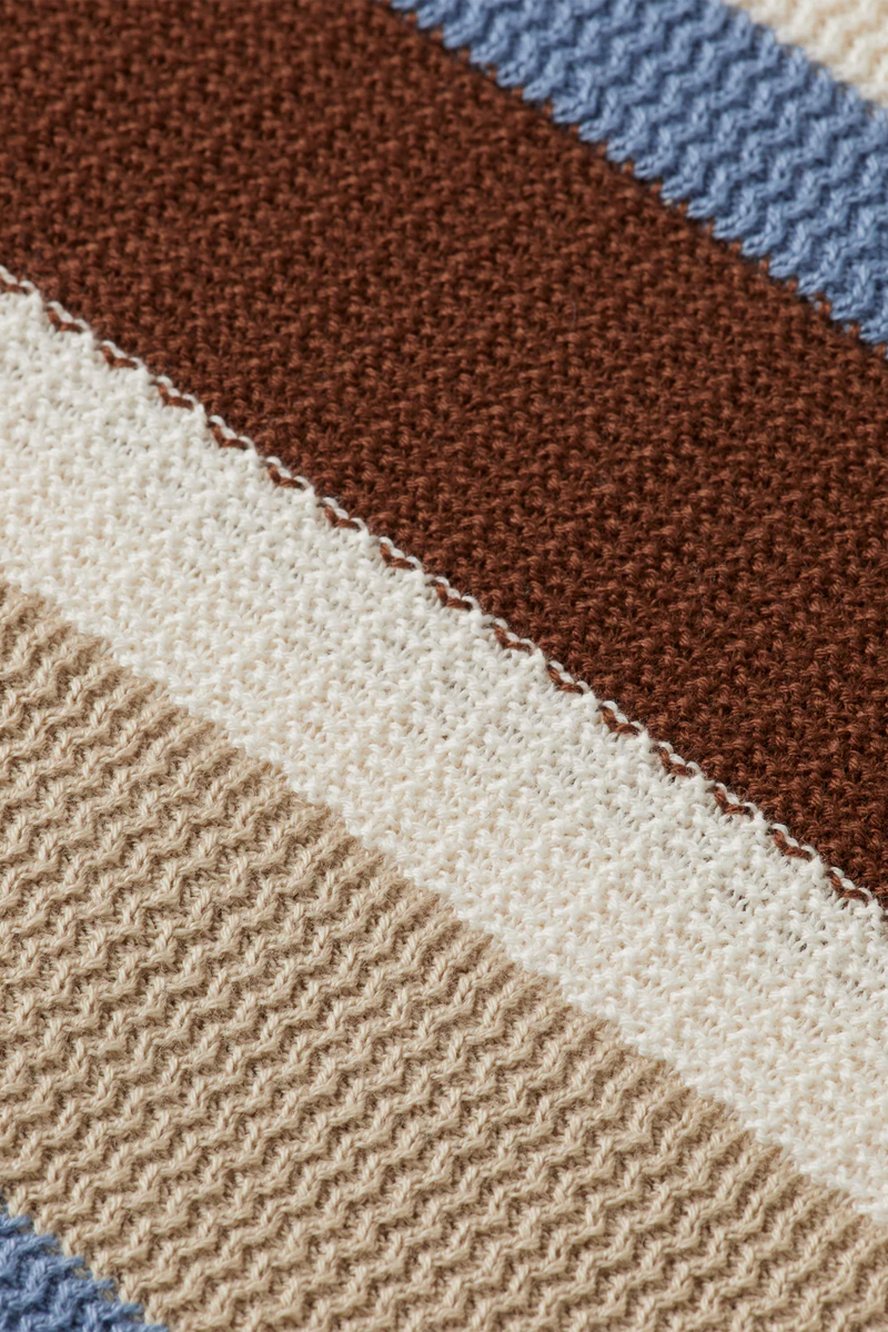 Men's Scotch & Soda Rib Knit Polo in Plaza Taupe Stripe