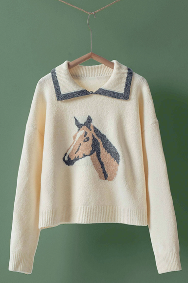 Women's Horse Motif Pullover Sweater