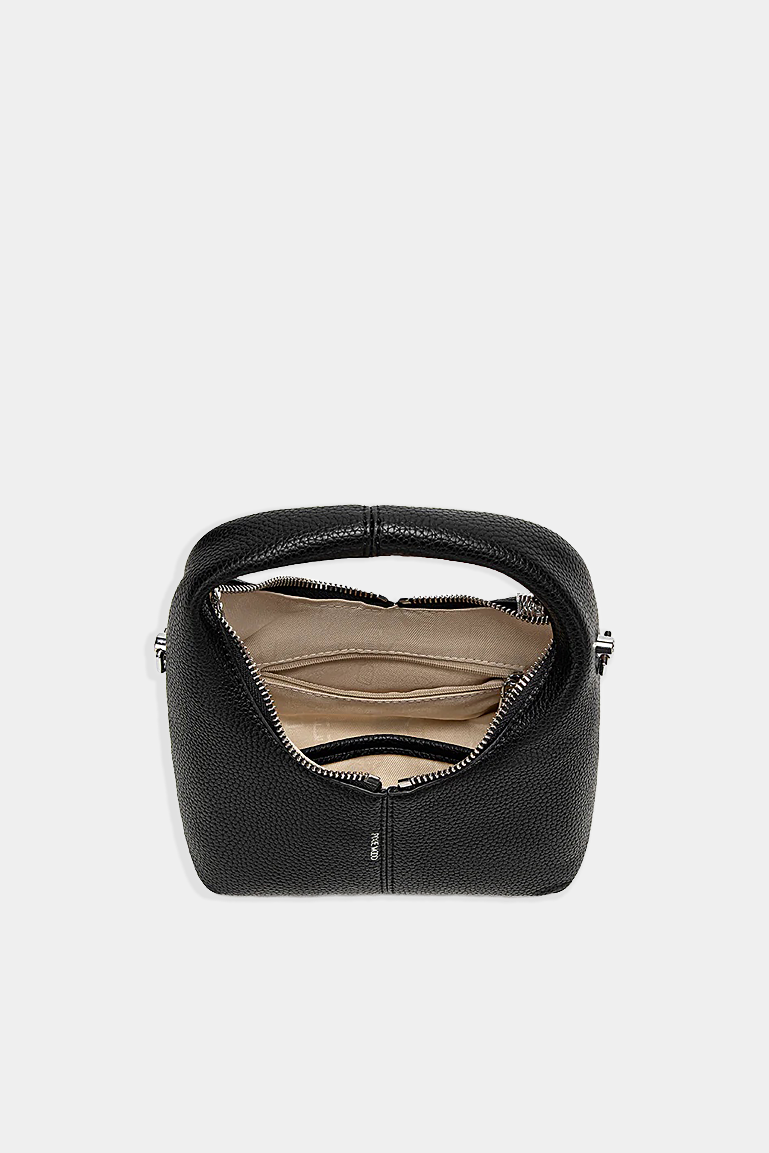 Circle Crossbody Bag in Black Pebbled