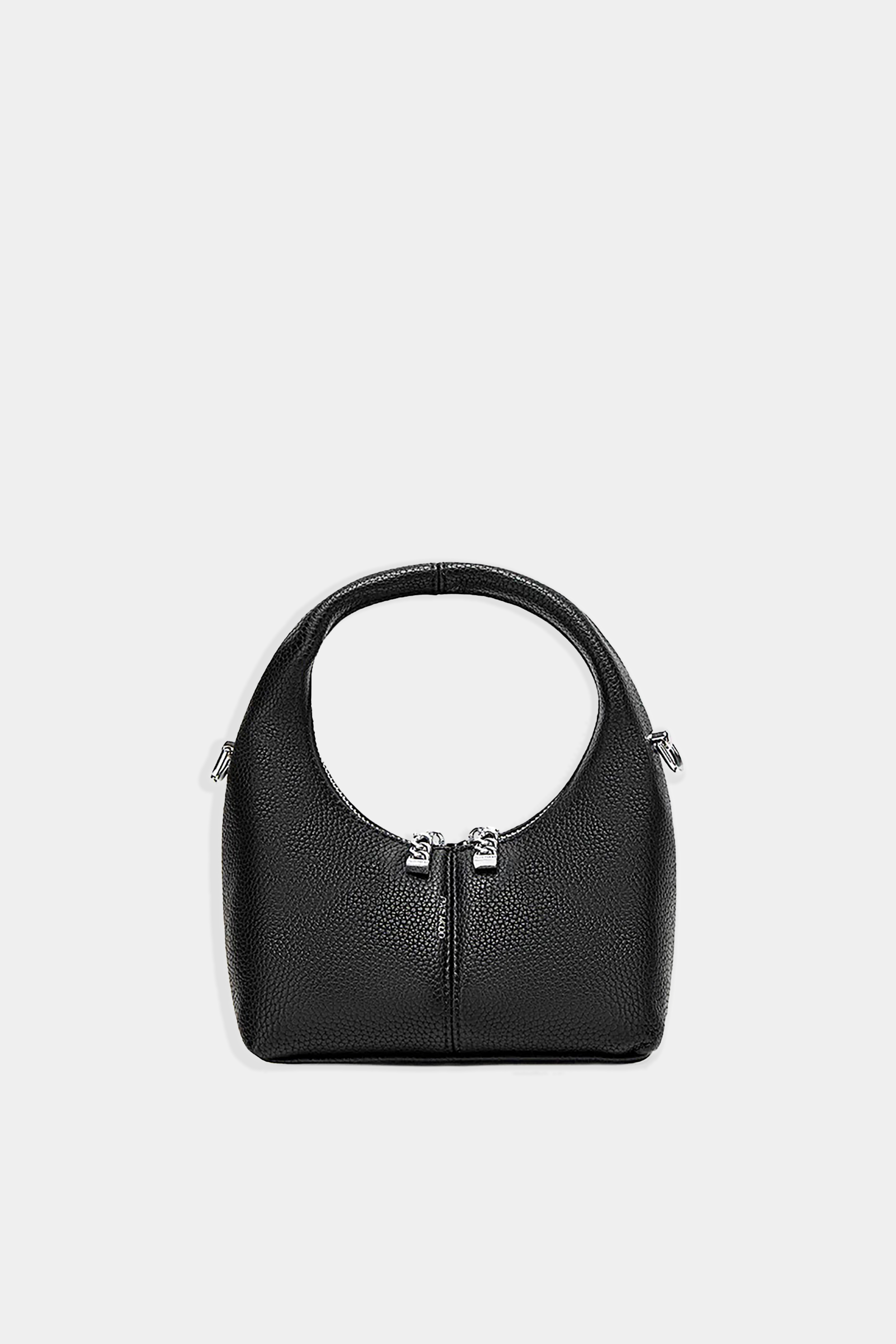 Circle Crossbody Bag in Black Pebbled