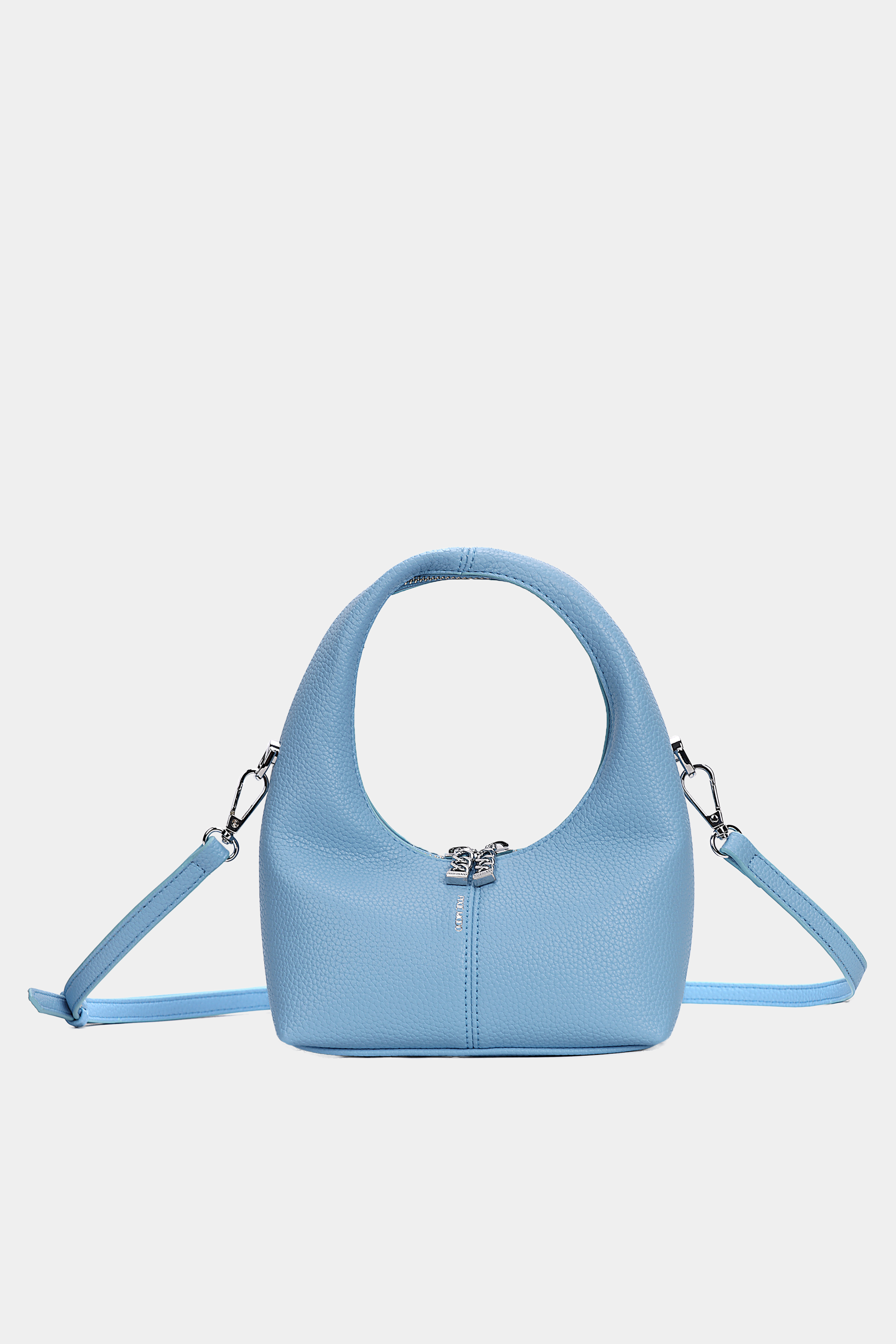 Circle Crossbody Bag in Light Blue Pebbled